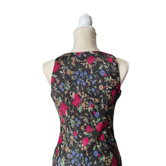Ralph Lauren 90s Does 30s Women Black Floral Chiffon Flowing Maxi Dress Sz 2P - Picture 6 of 11